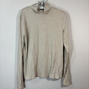 Haven Well Within Cream Ribbed Modal Turtleneck Top Women's Size Medium NWT Fall